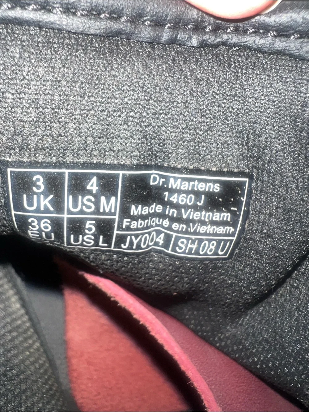 Dr. Martens Burgundy Leather Lace-Up Boots with Black Laces